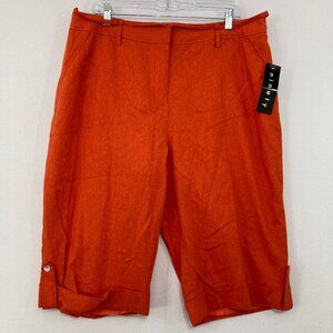 New Ninety size 16 Orange Red Linen Blend Capri Pants Summer Comfy